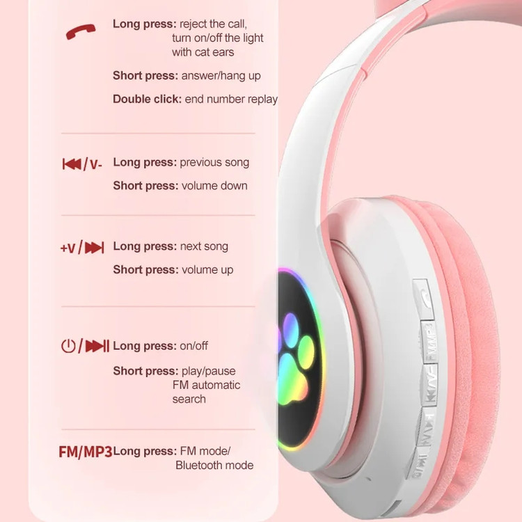 هدفون بلوتوثی گربه ای مدل MZ-023 اصلی ـ اورجینال (تنوع رنگ موجود))