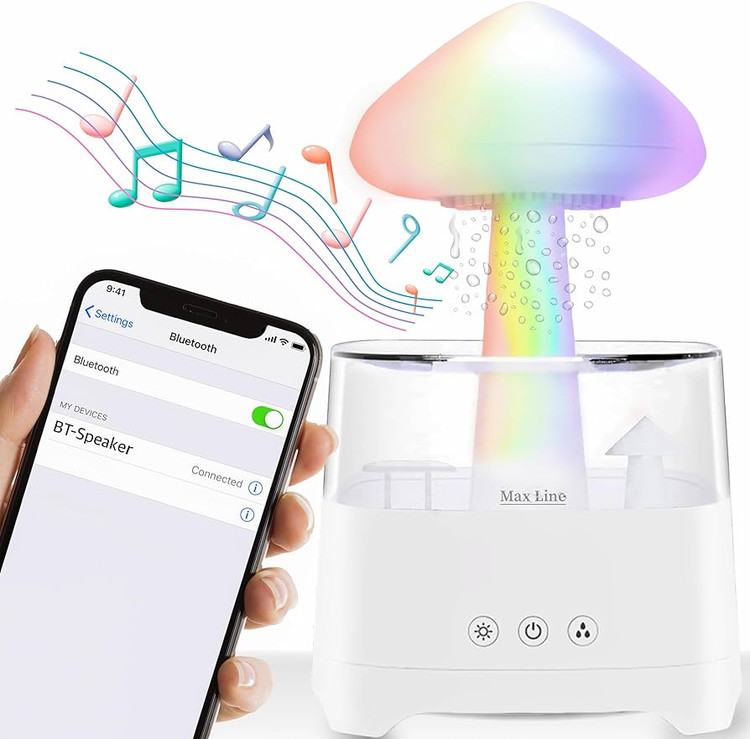 چراغ خواب اسپیکردار بارانی ابری (قارچی) Bluetooth speaker rain cloud humidifier