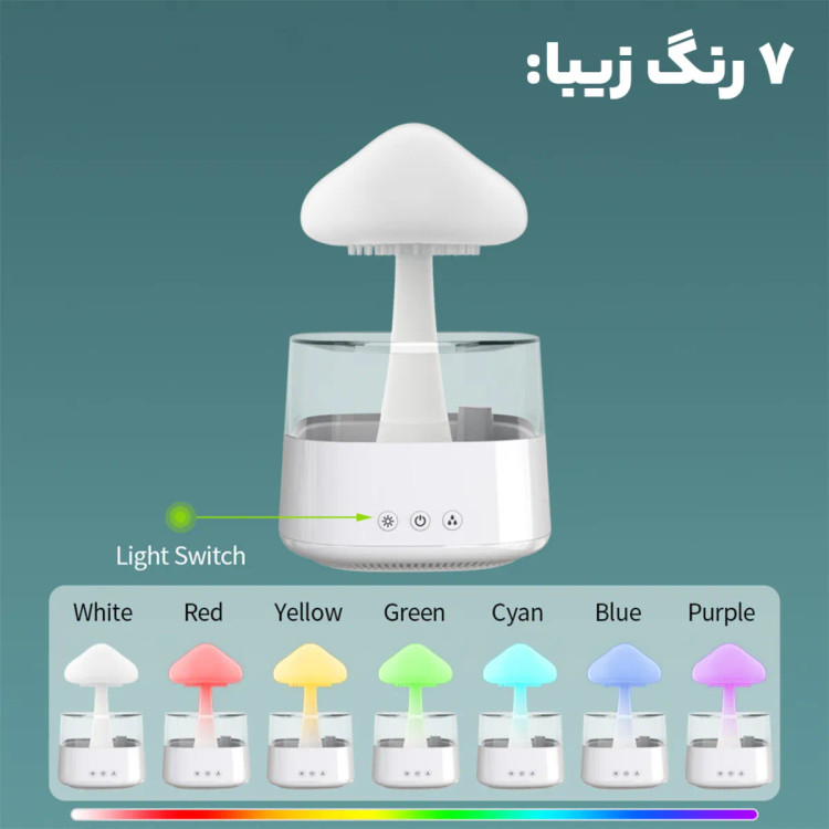 چراغ خواب اسپیکردار بارانی ابری (قارچی) Bluetooth speaker rain cloud humidifier
