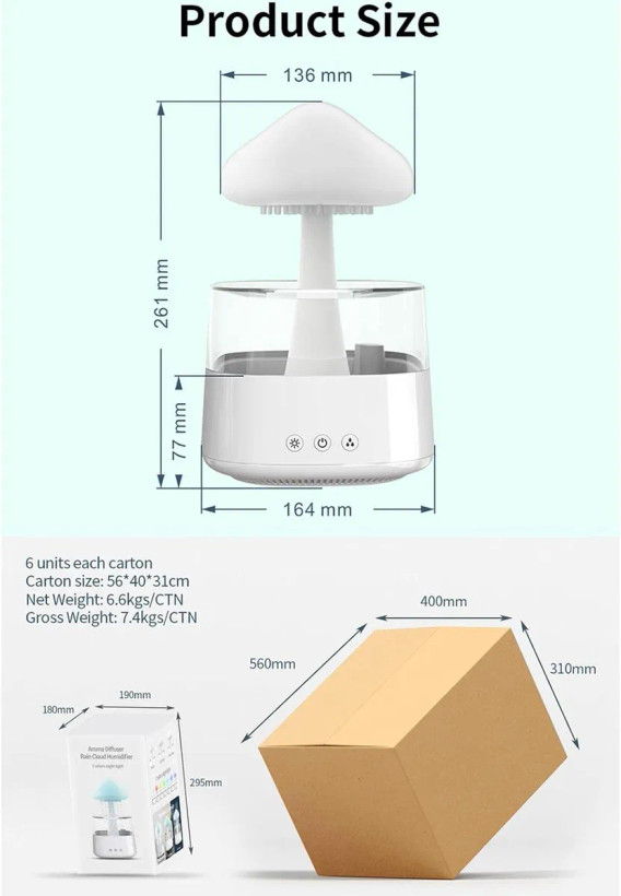چراغ خواب اسپیکردار بارانی ابری (قارچی) Bluetooth speaker rain cloud humidifier