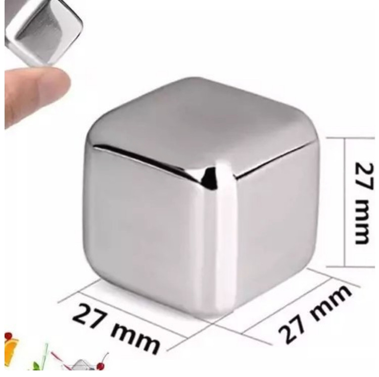 یخ مصنوعی استیل ۸ عددی مکعبی وارداتی+همراه انبر و جعبه نگهدارنده