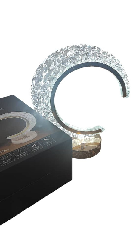 آباژور رومیزی لمسی کریستالی طرح ماه (چراغ شارژی دکوری طرح ماه) (لامپ شارژی رومیزی)