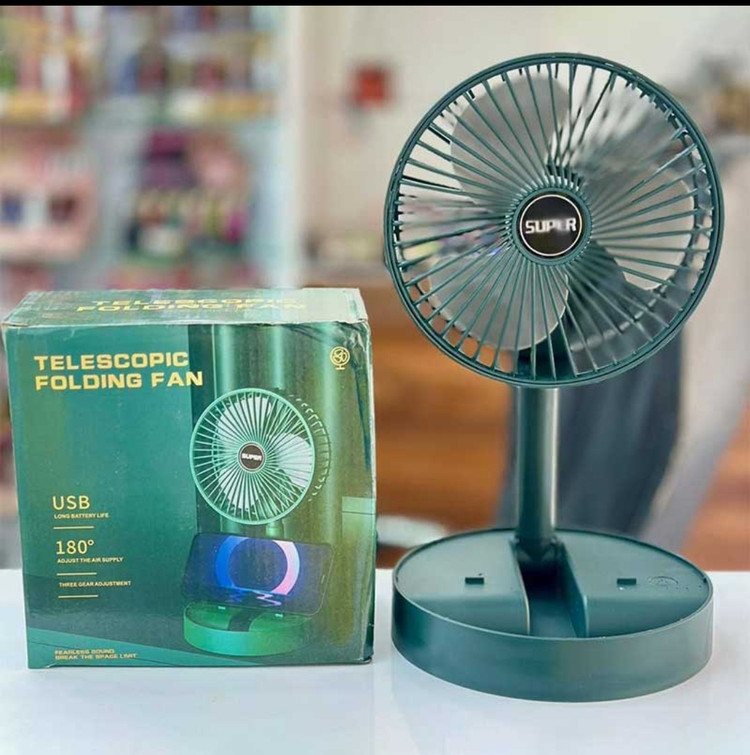 پنکه رومیزی تلسکوپی و تاشو شارژی مدل FS-21 برند super
