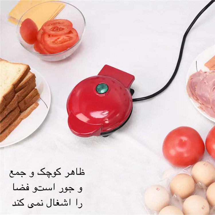 مینی وافل ساز قلبی مدل WP-MK05 رنگ قرمز