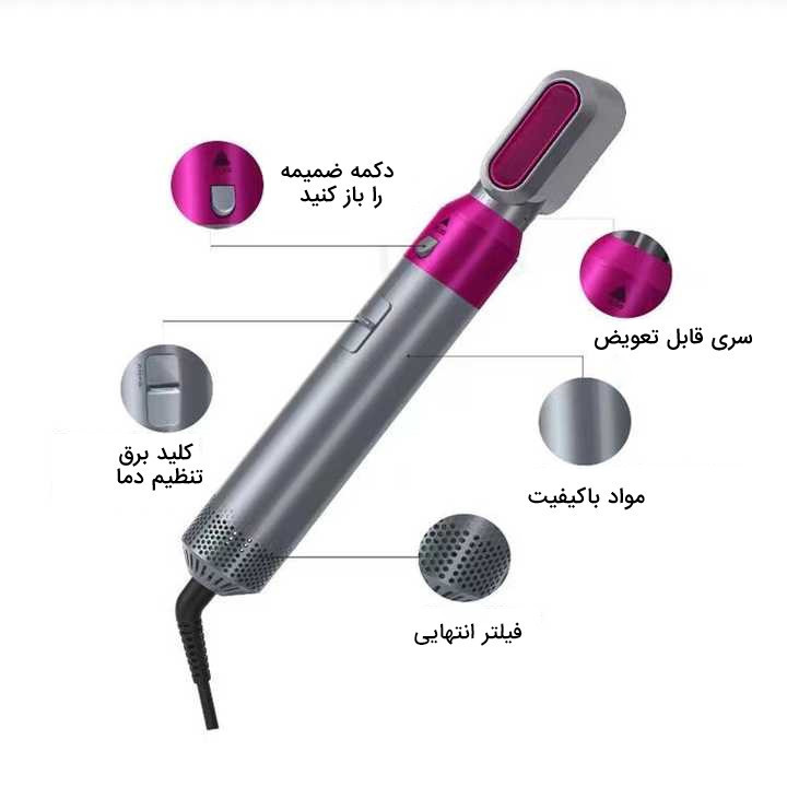 حالت دهنده مو و سشوار پنج کاره مو طرح دایسون مدل tp-5+1 کد YX-818