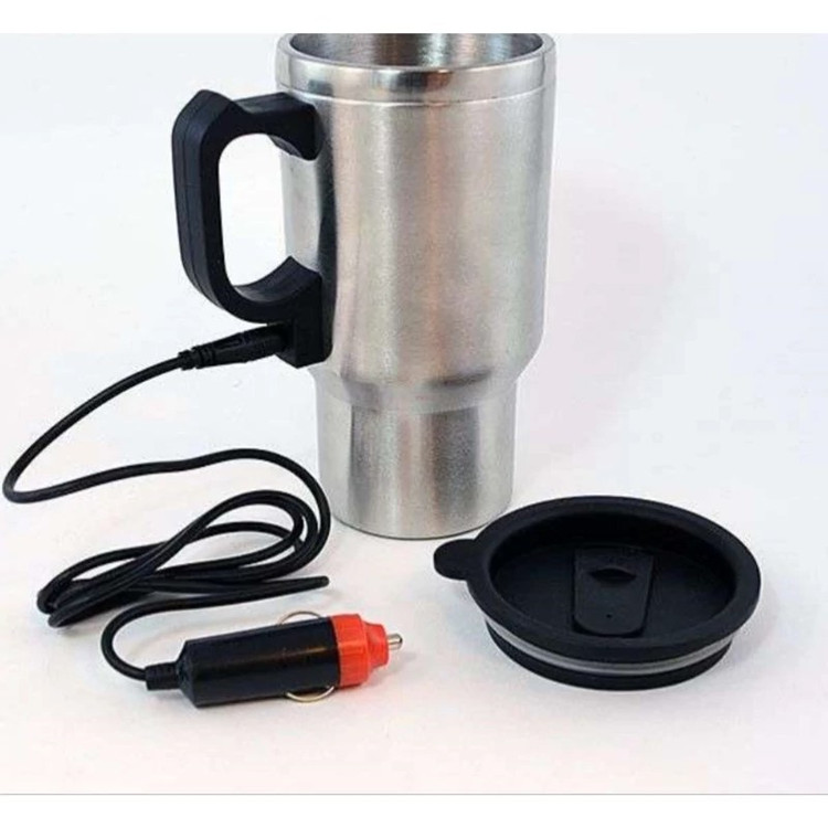 ماگ داخل استیل فندکی برقی داخل ماشین ۱۲ وات (چای ساز فندکی) (فلاسک فندکی خودرو)