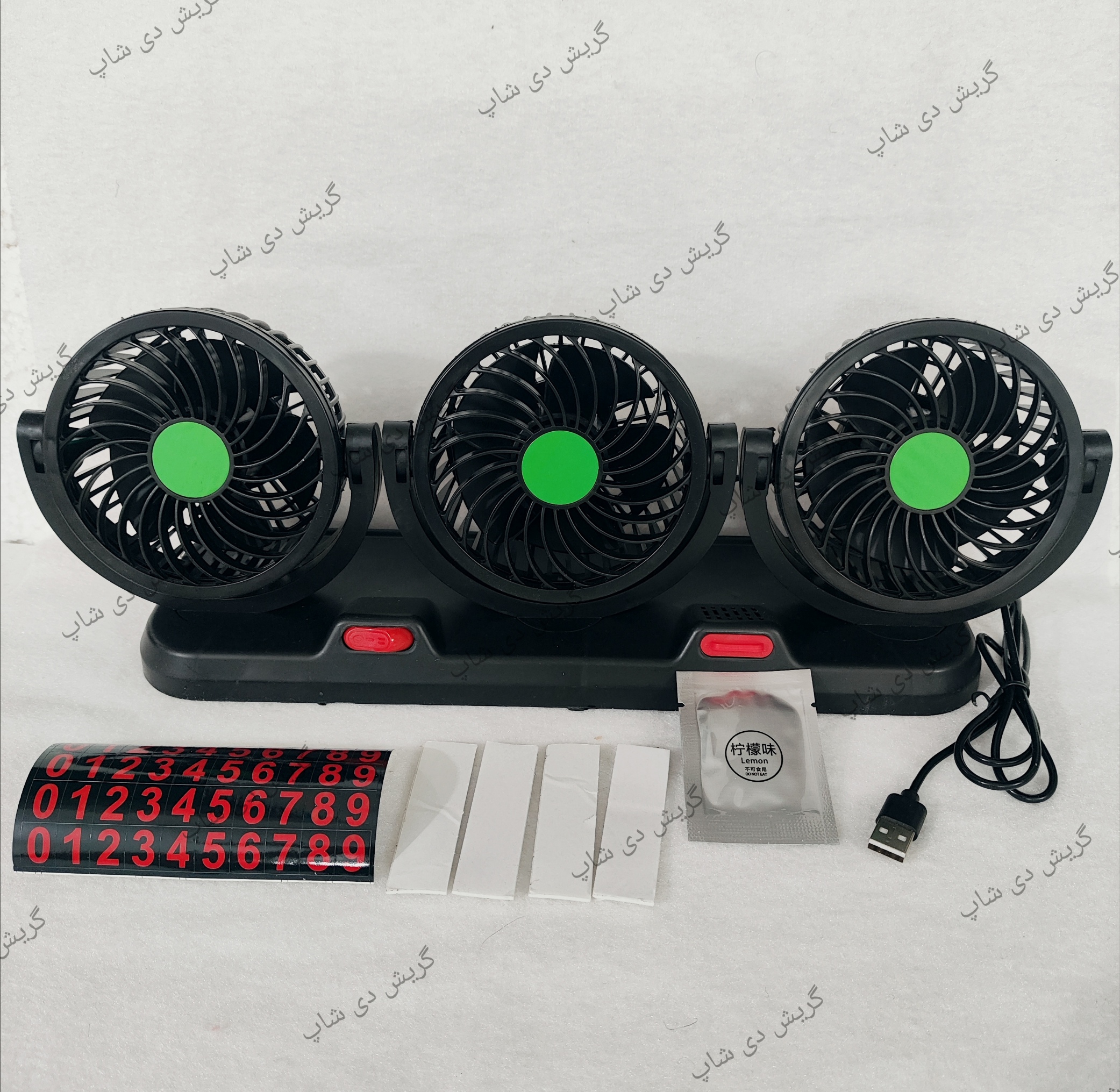 پنکه سه فن usb مناسب خودرو و استفاده رومیزی مدل CIC9۲۳B دو سرعته (پنکه سه فن ـ پنکه سه قلو)