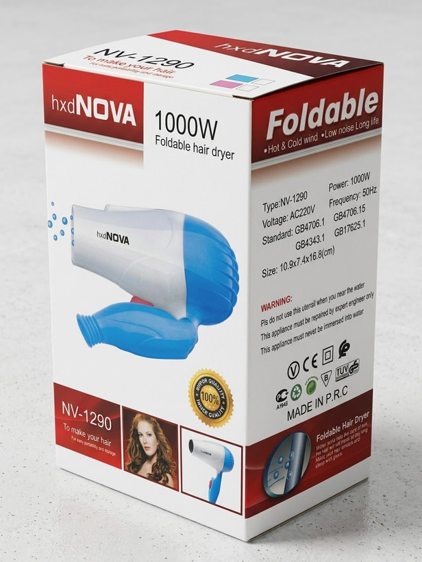 سشوار مسافرتی تاشو ۱۰۰۰ وات hdxNOVA مدل NV-1290