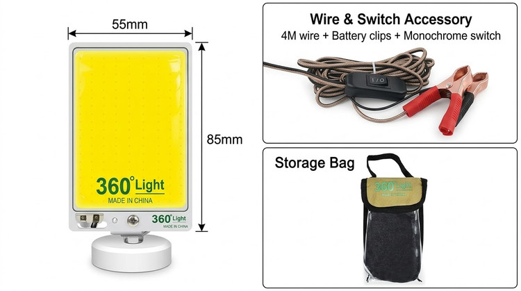 چراغ سیار خودرو 12 ولت با پایه آهنربا دار 360 Light